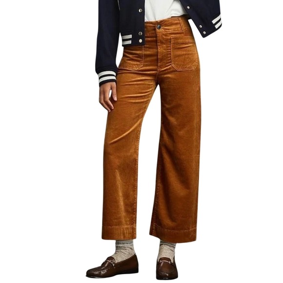 Maeve Pants - Maeve by Anthropologie The Colette Corduroy Wide Leg Pants 31 Rust Orange